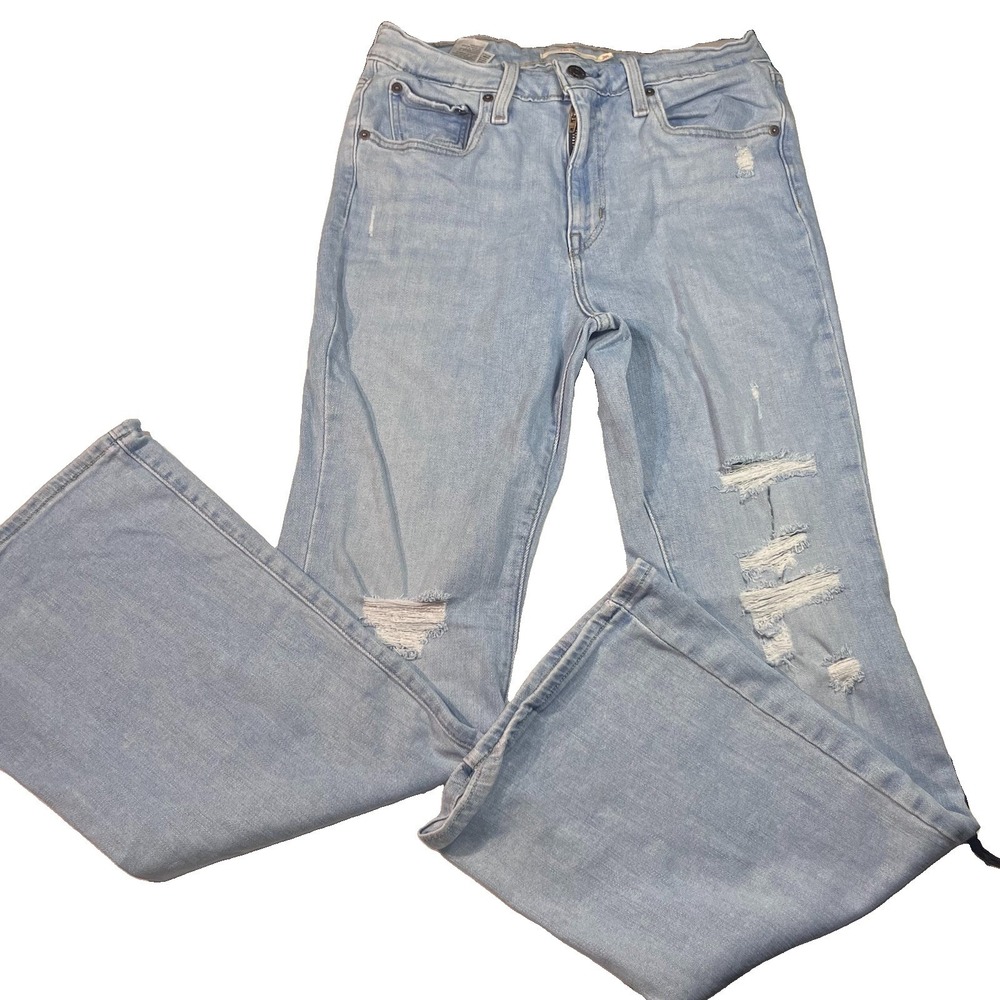 Levis Jeans Women's 726 Flare Stellar Stretch Distressed 29‎ X 30 Light Wash EUC
